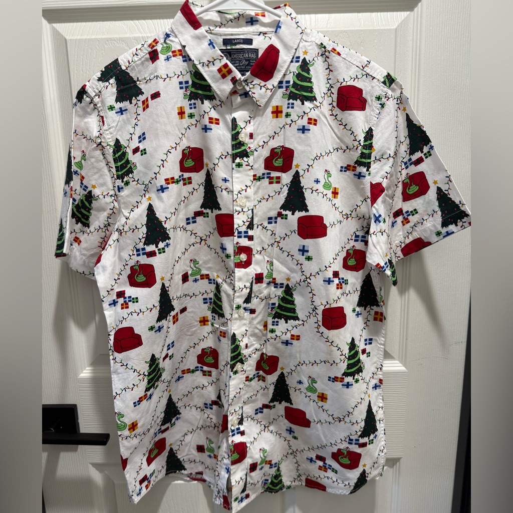 American Rag Festive Holiday Print Men's Shirt